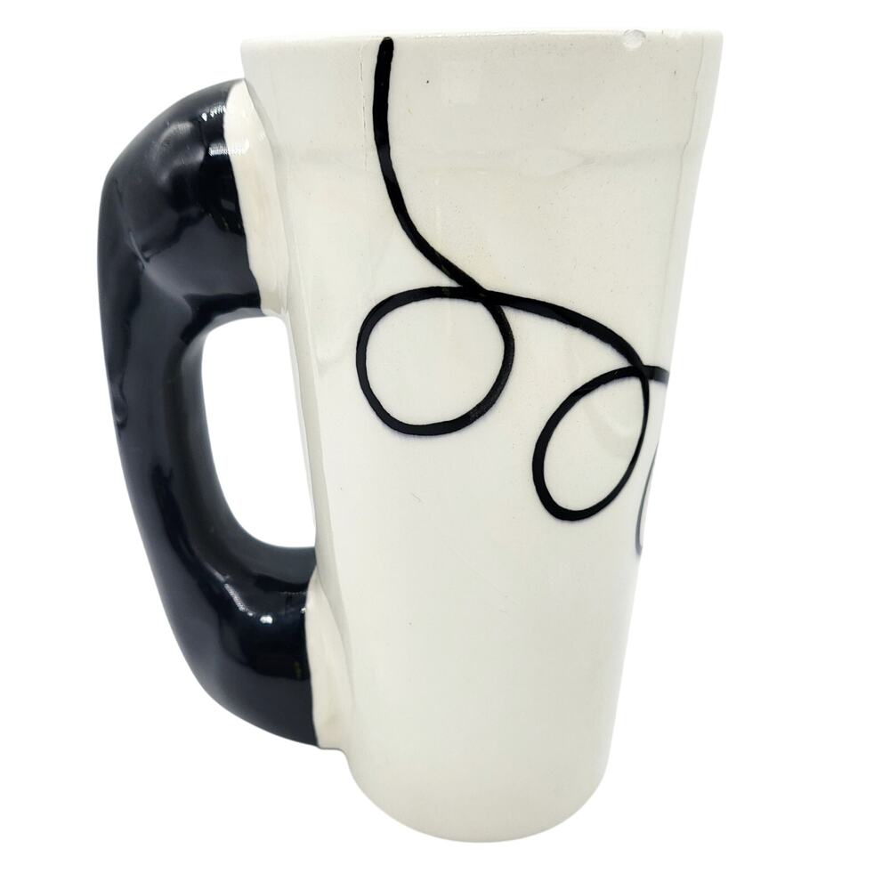 Vintage 1987 Ronnie's Ceramic Company Inc Black White Telephone Mug Made in USA